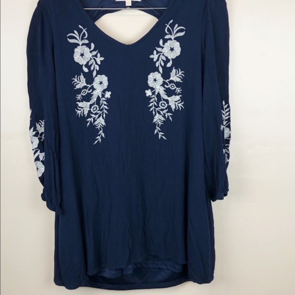 G Collection Blue Embroidered Mini Dress MP